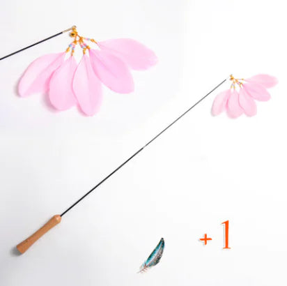 Wooden Cat Teaser Wand - Retractable Cat Toy