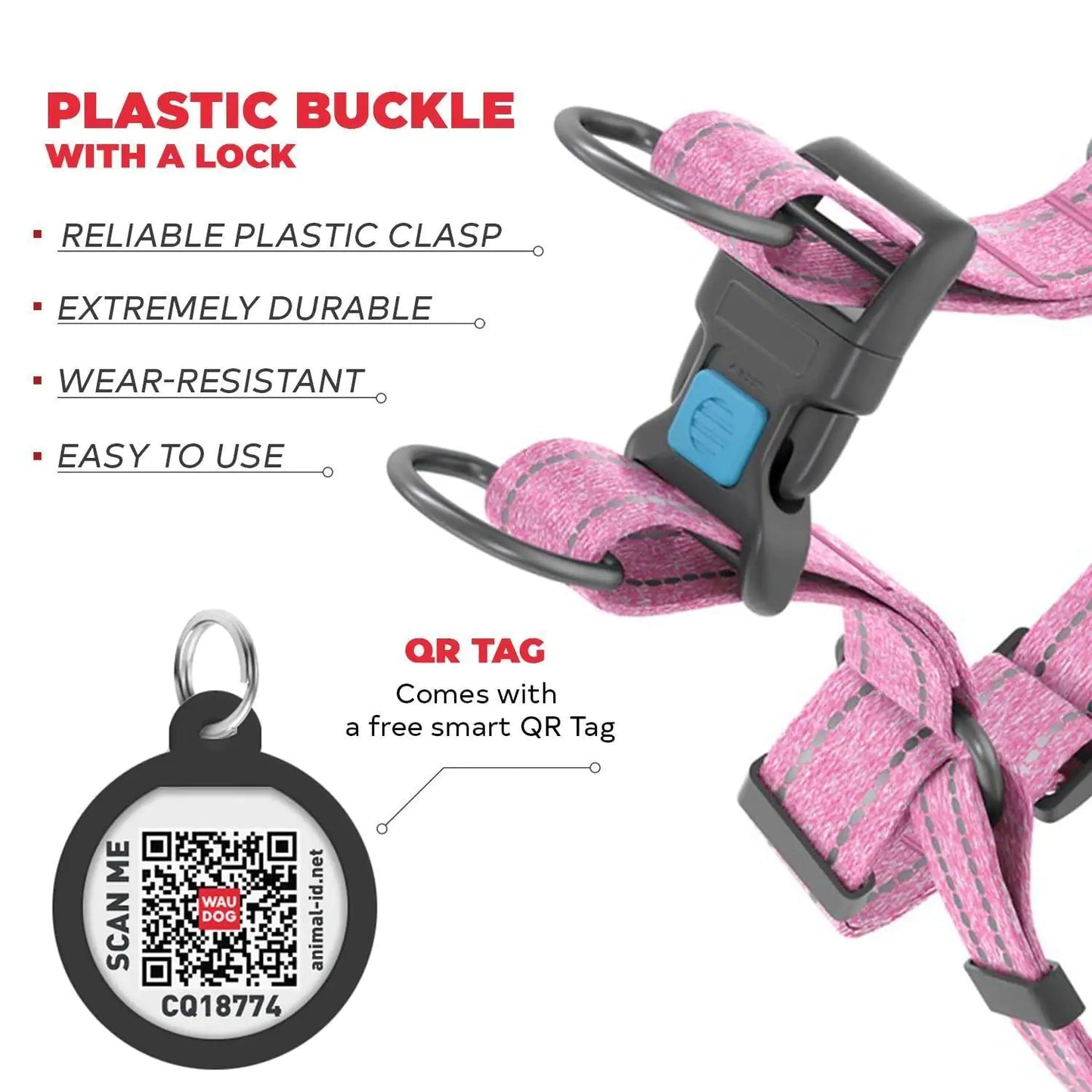 Pink Cotton Dog Harness