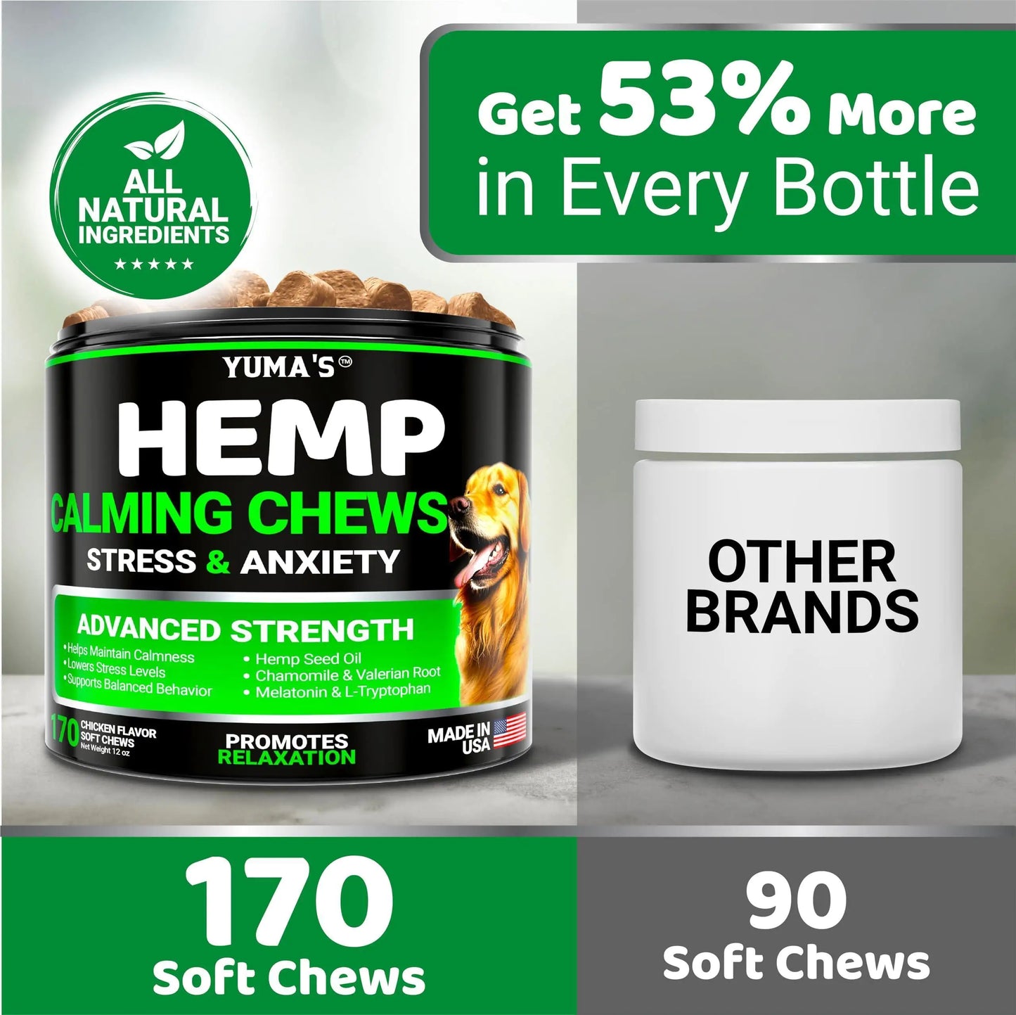 Hemp Soothe 170 Dog Calming Chews - Chicken Flavor
