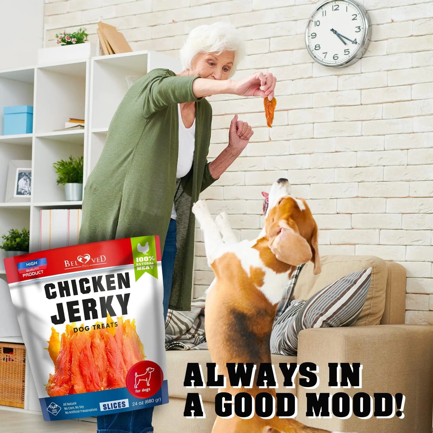 Grain-Free Organic Chicken Jerky Dog Snacks 1.5 Lb