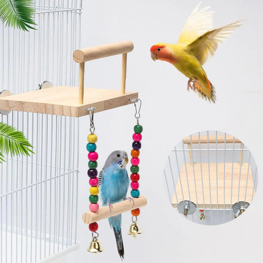 Bird Stand with Reusable Bells for Parakeets and Parrots