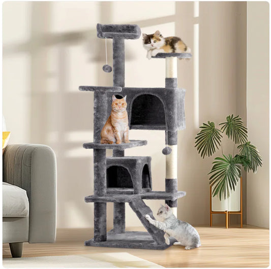 Deluxe Multi-Story Cat Lounge - Charcoal