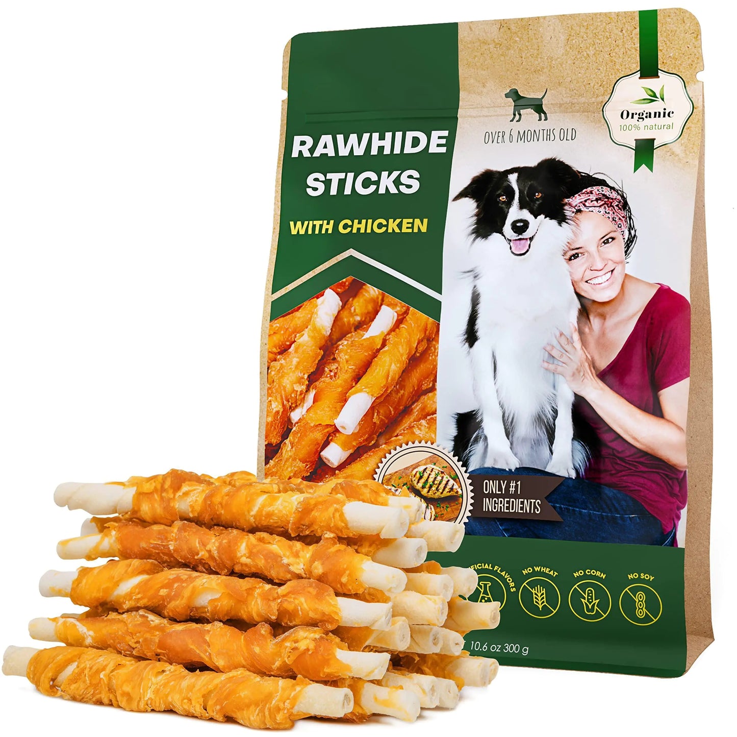 Chicken-Wrapped Rawhide Dog Treats