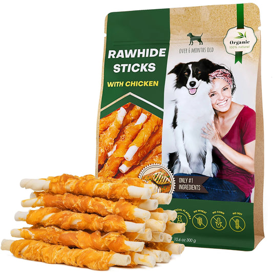 Chicken-Wrapped Rawhide Dog Treats