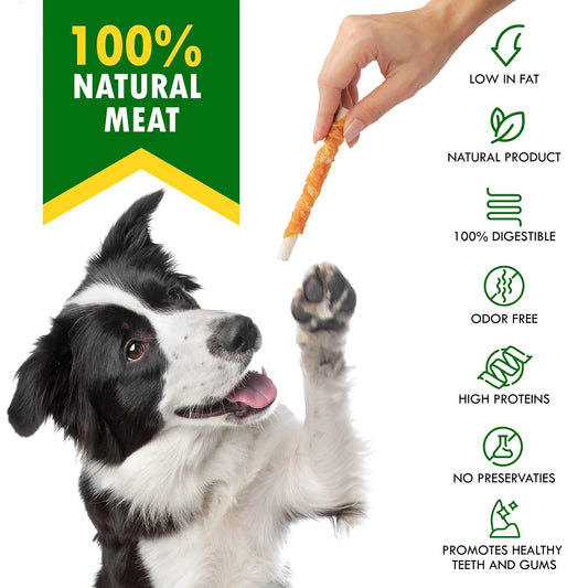 Chicken-Wrapped Rawhide Dog Treats