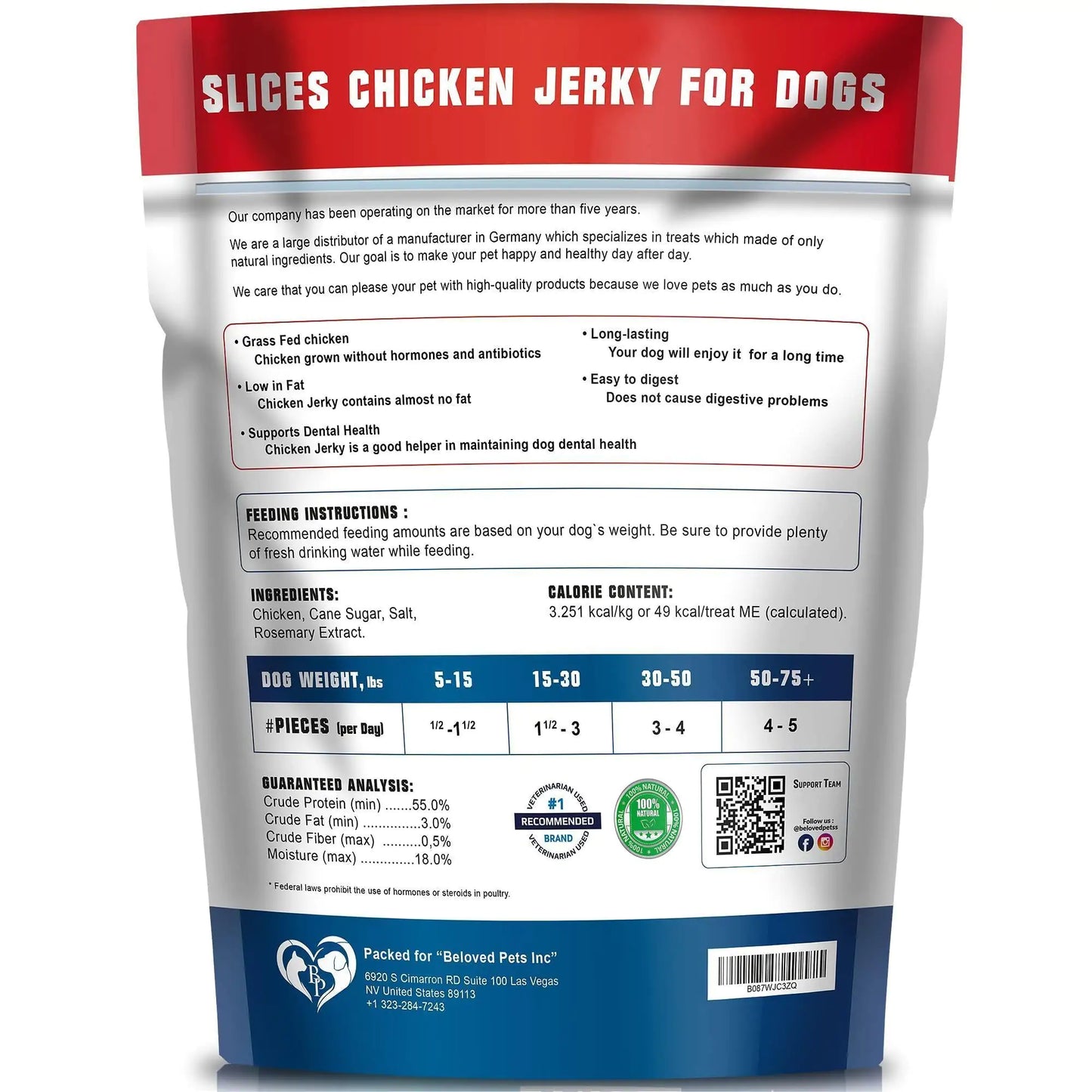 Grain-Free Organic Chicken Jerky Dog Snacks 1.5 Lb