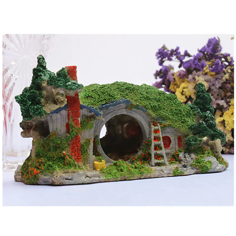 Resin Hobbit House Aquarium Decor for Reptiles and Spiders