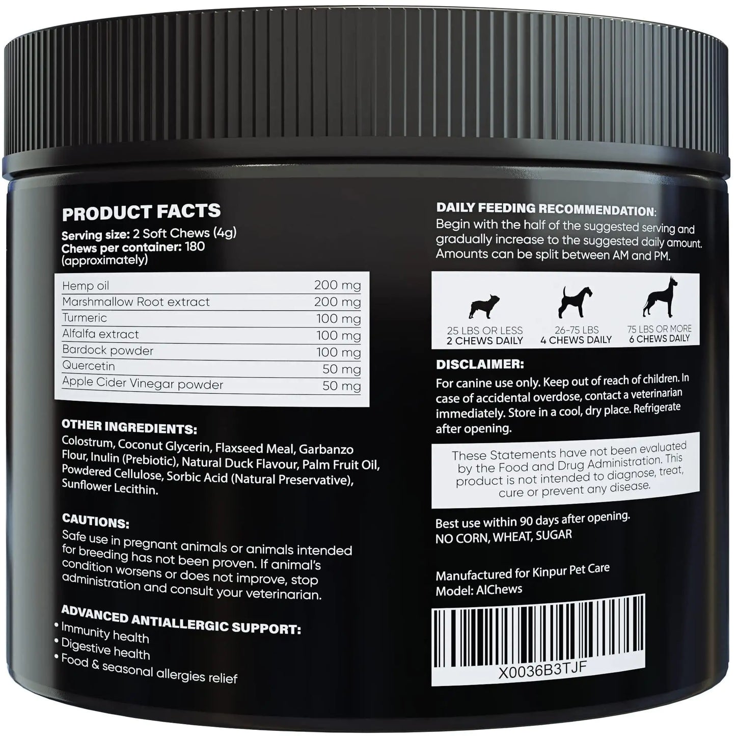 Allergy Relief Probiotic Dog Chews - 180 Count